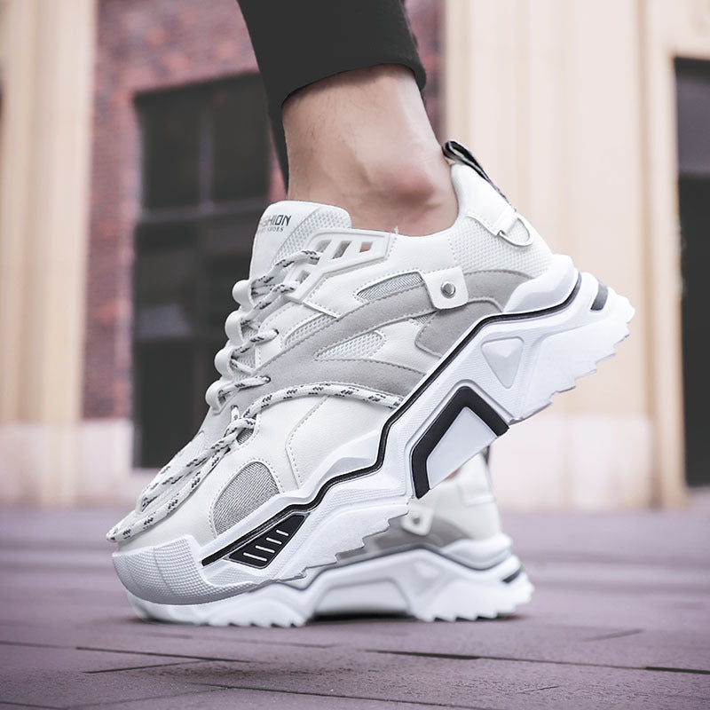 Black shoes thick-soled reflective old shoes